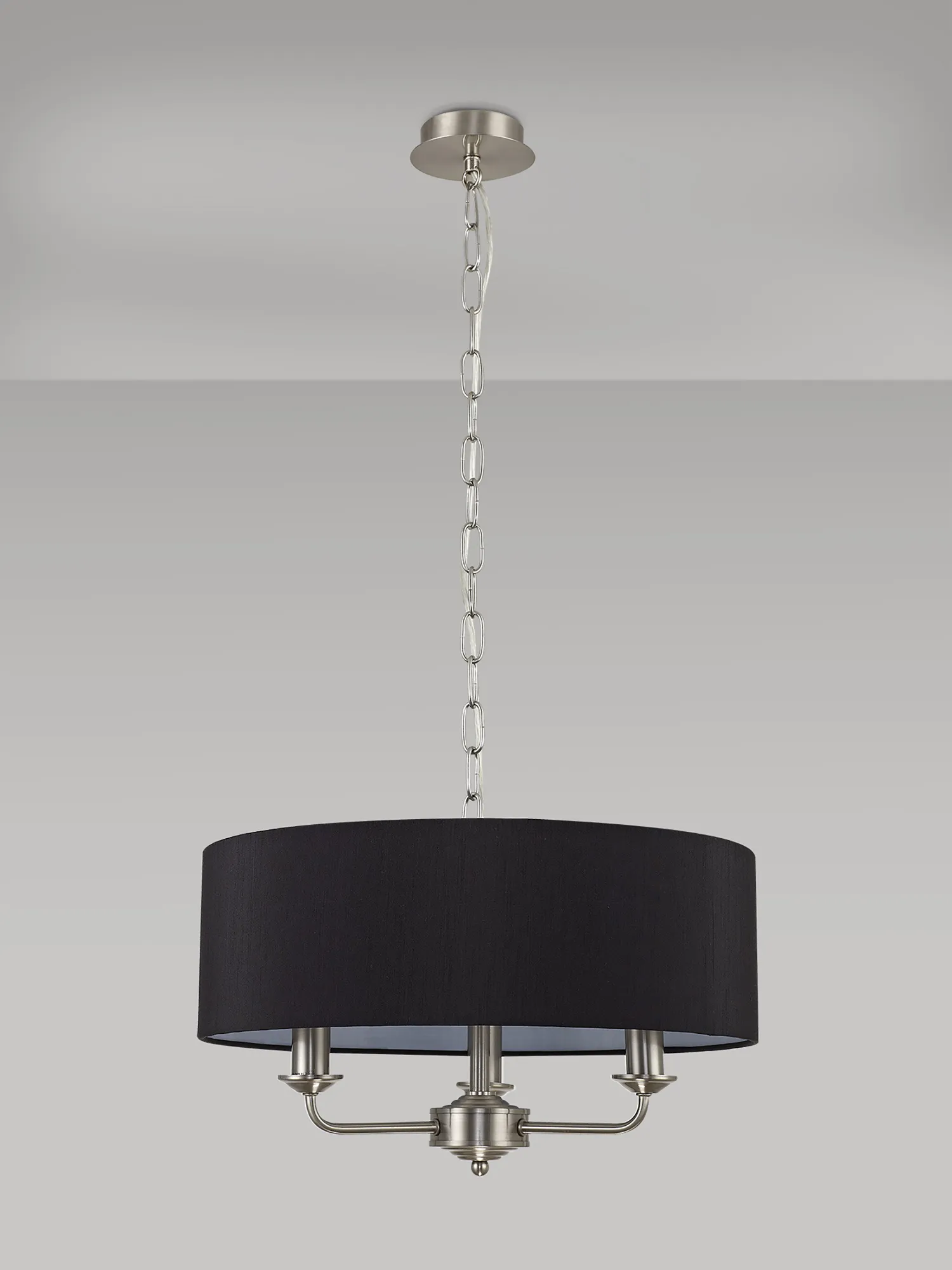 Banyan 45cm 3 Light Pendant Satin Nickel, Black DK0059  Deco Banyan SN BL